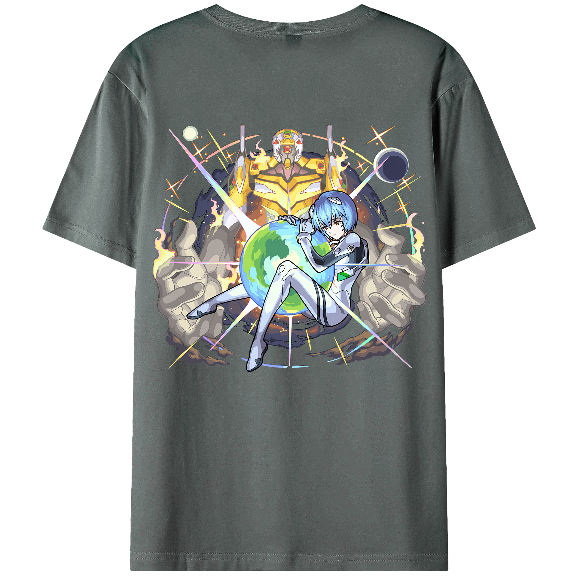 （画像用） EVA 新世紀エヴァンゲリオン 綿100％ メンズ半袖Tシャツ（バックプリント） 通気性